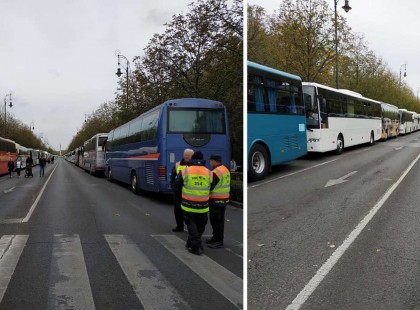 Megérkeztek az ukrán szavazók, nem lehet látni a buszsor végét..
