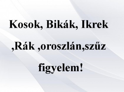 Kosok, Bikák, Ikrek,Rák ,oroszlán,szűz figyelem! Holnapi horoszkóp (szombat)