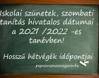 Szülők - diákok figyelem! Megérkezett a Tanév rendje 2021/2022-évre