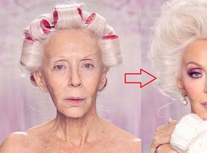 A 72 éves hölgy korának megfelelően néz ki... De várjunk csak, míg kifesti őt egy világhírű sminkmester: az eredmény lenyűgözi még a jóképű harmincas férfiakat is!