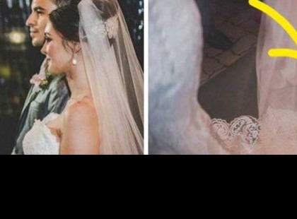 A menyasszony az oltárnál azon kapja magát, hogy valamit vonszol a ruhájával. Amikor megfordul, valami szívszorítót lát meg