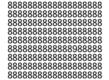 Ezt a tesztet a legjobban koncentráló kb 1% képes megcsinálni: az összes 9-est kell megkeresni a 8-asok között 1 perc alatt