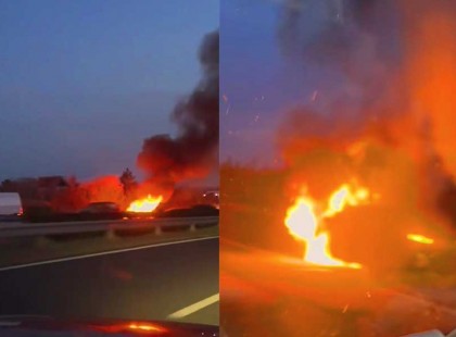 10 PERCE ÉRKEZETT: Súlyos baleset ,kigyulladt egy autó az autópályán!! Közel 8km-es a torlódás az autópályán!