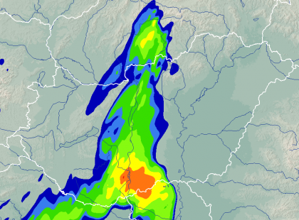 ÓRÁRÓL ÓRÁRA MUTATJUK MIKOR CSAP LE 2 cm-es JÉGRADARABOKKAL, 80 km/órás széllel és durva zivatarral A VIHAR! ITT csap le 17, 18, 19, 20 órakor