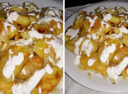 Olcsó és finom vacsora: dödölle, jó sok hagymával, tejföllel!