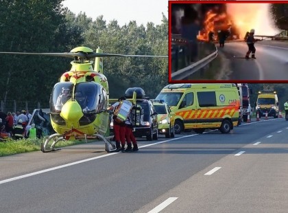 Lángokban áll az autópálya! 1PERCE ÉRKEZETT: baleset ! Rohantak a mentők, tűzoltók: Közel 6km-es a torlódás, SÁVZÁRÁS! A helyszínelés jelenleg is tart, a torlódás közel 6kilométeres! Cikk a hozzászólásoknál olvasható!
