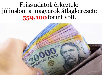 Friss adatok érkeztek: júliusban a magyarok átlagkeresete 559 100 forint volt.