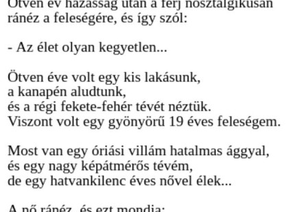 A férj ül az asztalnál, a reggeli után belefeledkezik az újságolvasásba