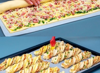 Levelestésztából készült rudak sonkával és sajttal, mindössze 4 hozzávalóból