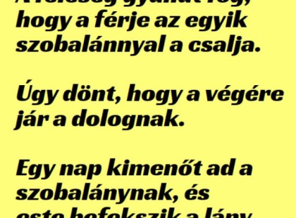 VICC: A feleség gyanút fog, hogy a férje a szobalánnyal