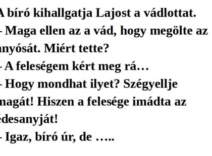 A bíró kihallgatja Lajost, a vádlottat