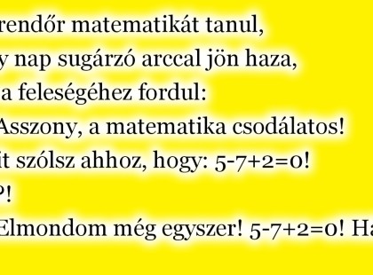 A rendőr matematikát tanul, egy nap sugárzó arccal jön haza, és a feleségéhez fordul