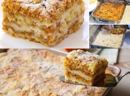 Tálkába szórt sült almás sütemény, őrülten finom