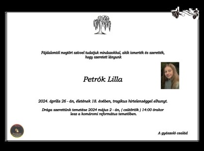Szívszorító közlemény ! Lili utolsó útjának az időpontja -
