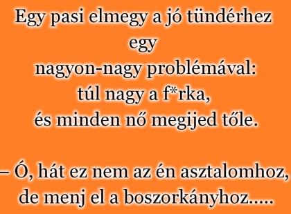 Egy pasi elmegy a jó tündérhez egy nagyon-nagy problémával: túl nagy a f*rka, és minden nő megijed tőle.