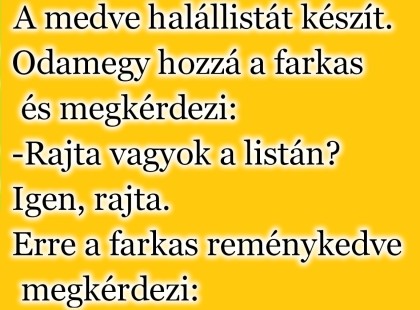 A Medve halállistát készít. Odajön a róka