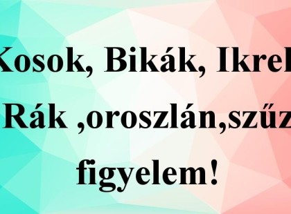 Kosok, Bikák, Ikrek,Rák ,oroszlán,szűz figyelem! Mai horoszkóp -szombat