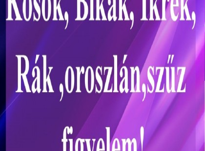 Kosok, Bikák, Ikrek,Rák ,oroszlán,szűz figyelem! Mai horoszkóp