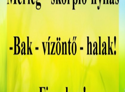 Mérleg - skorpió-nyilas-	Bak - vízöntő - halak!Figyelem! mai horoszkóp