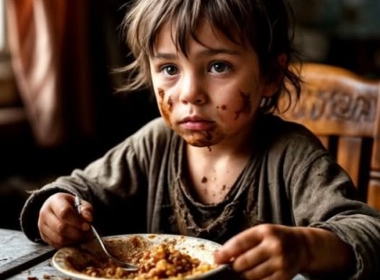 A cseléd megsajnálta az árva kisfiút, és enni adott neki, amíg a gazdái távol voltak