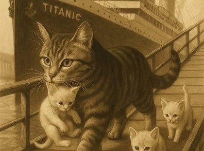 Egy macska, aki hiába figyelmeztette a Titanic utasait a közelgő eseményre, senki sem foglalkozott vele.. pedig..
