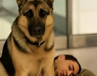 Még a repülőtéren sem pihen a kutya – őrzi az alvó katonát... 🐕🦺