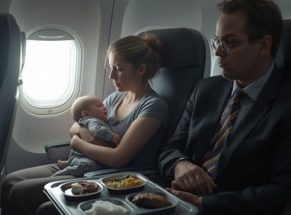 Két hónapos kisfiammal repültem, aki az egész út alatt sírt – ez nem tetszett a mellettem ülő férfinak, de aztán váratlanul ezt tette... ??