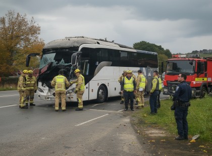 Halálos tömegszerencsétlenség történt, sok a sérült - Személyautó rohant turistabuszba