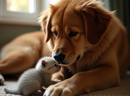 Bundás, a kis cicák óriás testőre – egy szívszorító barátság születése