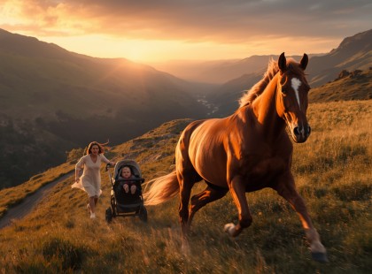 Senki sem hitte volna, mit tett ez a ló, amikor a babakocsi elindult a szakadék felé