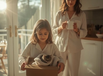 A lány dobozban bújtatta a kiscicát — de nem ő volt az egyetlen, aki gondoskodni kezdett róla”