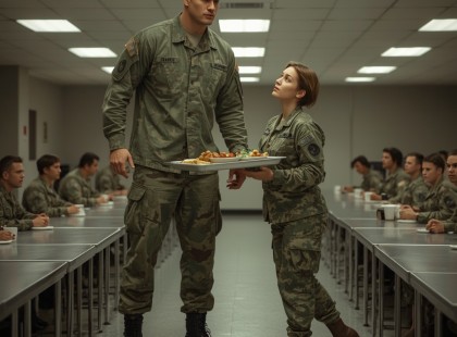 Feszült jelenet a katonai menzán: így reagált a csendes nő, amikor meglökték