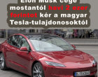 – vége az ingyen ebédnek ....Elon Musk cége ezentúl havi 2 ezer forintot kér a magyar Tesla-tulajdonosoktól