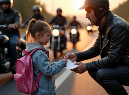 7 motoros félbeszakította a forgalmat – amikor meglátták, mit szorít a kislány a kezében meghatódtak...