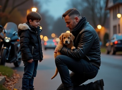 A fiú a kutyát védte a sötétben – amit egy motoros tett, attól az egész ország megindult
