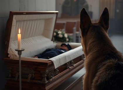 A rendőrkutyа nem engedte lezárni a szertartást – kiderült, miért ragaszkodott a koporsóhoz