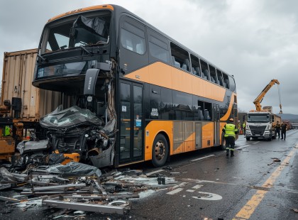 Tragédia az autópályán: 7 ember meghalt a szombat reggeli buszbalesetben