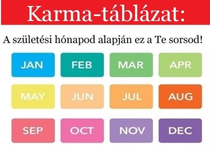 Karma-táblázat:A születési hónapod alapján ez a Te sorsod! A cikk a hozzászólásoknál olvasható!