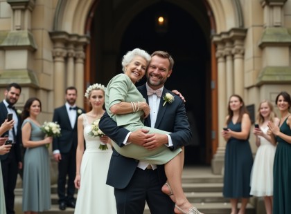 Mindenki a boldog menyasszonyt várta, de a férfi az anyját emelte fel – 3 perc múlva már senki nem nevetett…