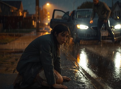 Megdöbbentem, amikor megláttam a lányomat az esőben térdelni – ami ezután történt, örökre megváltoztatta az életünket