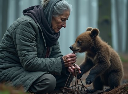 Megszabadította a medvebocsot – mire felnézett, az anyamedve már ott állt előtte…