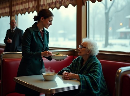 Egy idős nő betántorgott a hóviharban egy falusi presszóba – a tulajdonos pedig olyat tett, amitől megállt az ország szíve