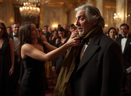 Botrány a luxusgálán: egy fiatal nő letépte az idős férfi sálját – az igazság sokkolta a vendégeket