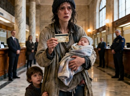 Hajléktalan anya lépett be egy bankba egy régi kártyával – amikor meglátták az egyenleget, mindenki ledermedt