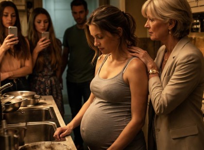 A család csak nézte, ahogy a terhes nő dolgozik – majd a férj megszólalt, és minden megváltozott