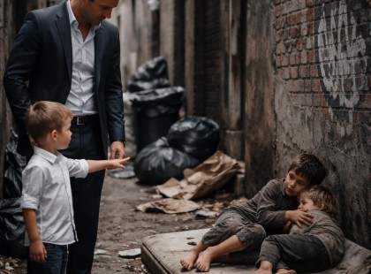 Egy 5 éves fiú rámutatott két hajléktalan gyerekre – az apja nem hitt a szemének