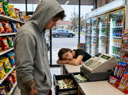 Belépett a boltba, meglátta az alvó eladót és a nyitott kasszát… amit ezután tett, mindenkit megdöbbent