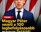 Magyar Péter vezeti a 100 legbefolyásosabb magyar listáját!Orbán Viktor egyre lentebb süllyed!
