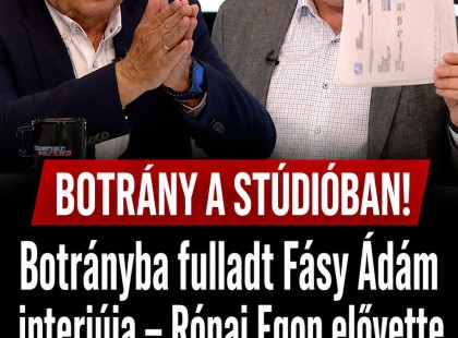 Botrányba fulladt Fásy Ádám interjúja – Rónai Egon elővette a papírt: „Ez a papír hogy került hozzád?”