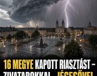 16 megye kapott riasztást – 100km/h Viharos széllel, villámlással, zivatarokkal akár 2cm es jégesővel érkezik a lehűlés ! Cikk a hozzászólásoknál! 👇